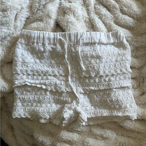 Ocean Drive Crochet Ruffle Shorts- White
